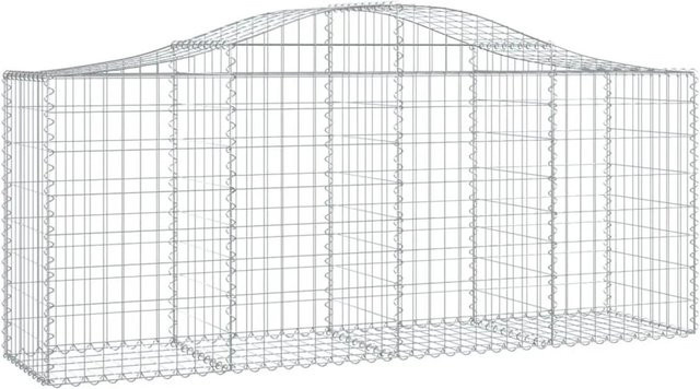 vidaXL Gabionen mit Hochbogen Set aus verzinktem Eisen, Farbe: Silber, 4 Stück, B/T/H: 200 x 50 x 80/100 cm - Bild 1