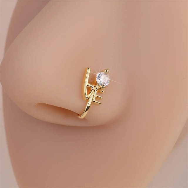 Nasenring Kupfer, 18 Karat vergoldet, Zirkonia, Unisex - Bild 1