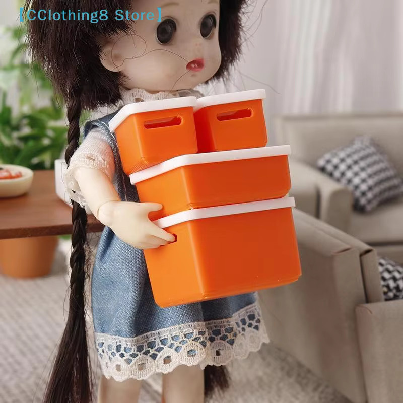 4 Stück Mini-Aufbewahrungsbox mit Abdeckung, 1/12 Puppenhaus Miniatur-Lebensmittel-Aufbewahrungsbox, Puppenhaus-Zubehör - Bild 2