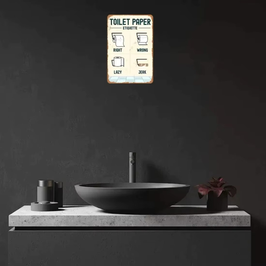 Retro Wanddekoration aus Metall von CIFBUY in Multicolour, Vintage-Metallblechschild für Badezimmer und Toilette, B/H: 20,3 x 30,5 cm - Bild 3