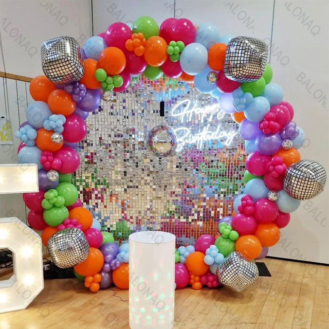 BALONAQ 132 Stück Folienballons Silber Metallic Chrom Retro Disco Party Dekoration - Bild 1