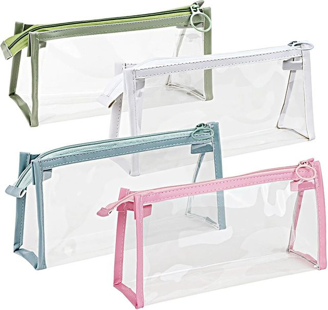 Transparentes Federmäppchen aus Kunststoff in Pink, wasserdichte Stifttasche für Schule und Studium - Bild 1