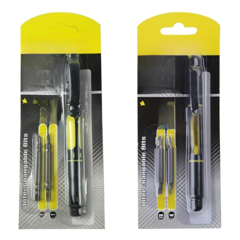 OOTDTY Mini-Schraubendreher-Set in Stiftform mit 4 Doppelend-Bits für Reparaturen, Schwarz - Bild 4
