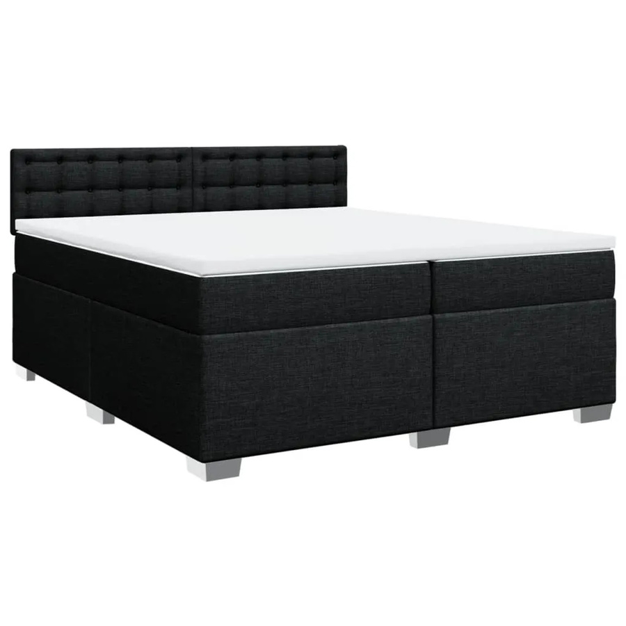 vidaXL Boxspringbett mit Matratze in Schwarz, Hybrid-Bett mit Taschenfederkern aus Stoff und Schaumstoff, B/T: 200 x 200 cm - Bild 2
