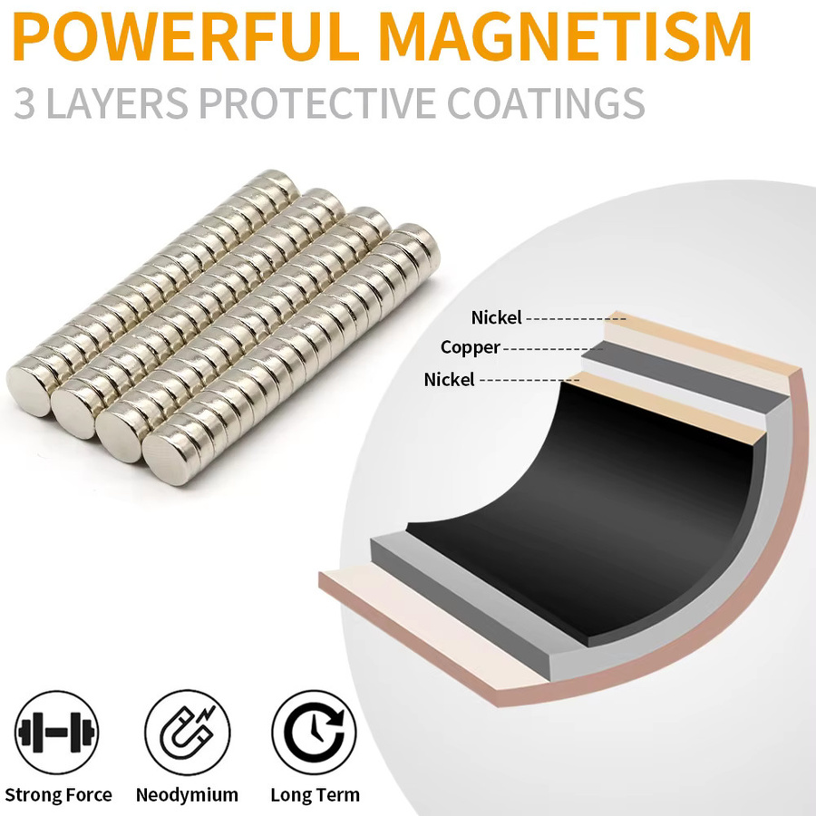 U-POLEMAG Neodym-Magneten rund N35 NdFeB superstark permanent magnetisch Durchmesser: 8 mm, Tiefe: 3 mm - Bild 2