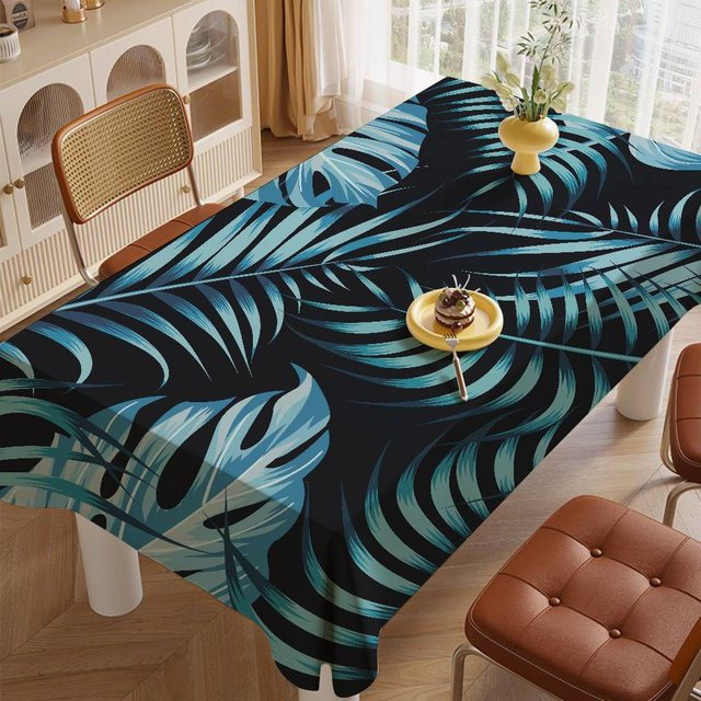 Waschbare Tischdecke mit tropischem Botanik-Design von JMG Household Supplies, rechteckig, Blau, B/T: 100 x 140 cm - Bild 1