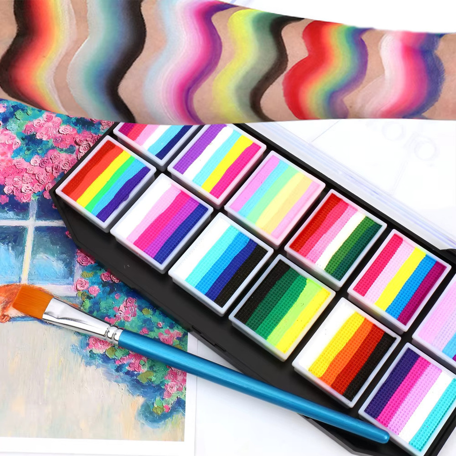 VERONNI Regenbogen-Palette, Gesichts- und Körperbemalung, 12 Farben, Bunt / Mehrfarbig - Bild 5