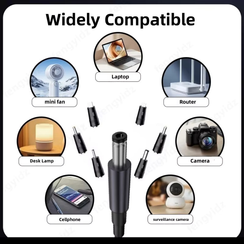 Fengyidz USB-C auf DC 5V 9V 12V 15V 20V 28V Einstellbares Spannungs-Boost-Kabel 140W Universal-Adapterkabel für Laptops Schwarz - Bild 2