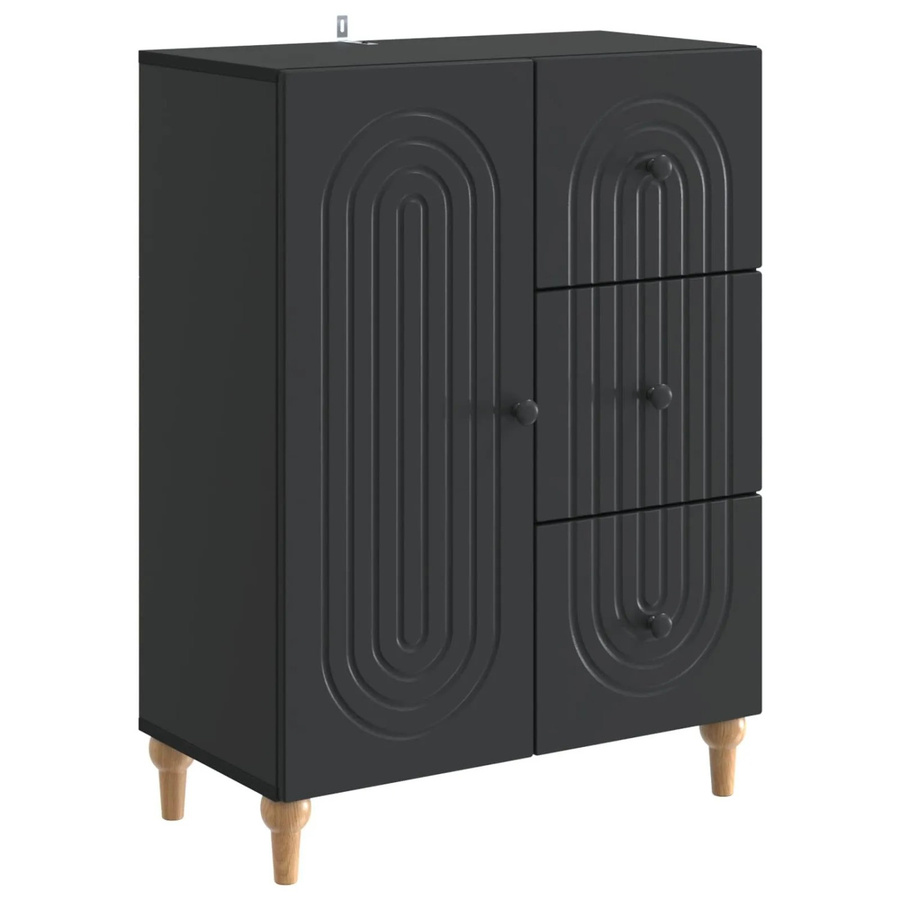 vidaXL Sideboard Schwarz Matt aus Holzwerkstoff B/T/H: 66 x 34,5 x 90 cm - Bild 2