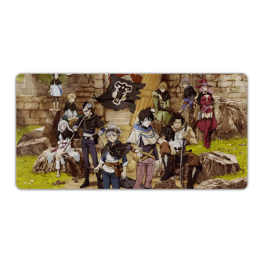 Anime B-Black C-Clover Mauspad XXL rutschfeste Gamer-Tastaturmatte mit HD Art Design in Schwarz und Multicolour, B/T: 90 x 40 cm - Bild 3