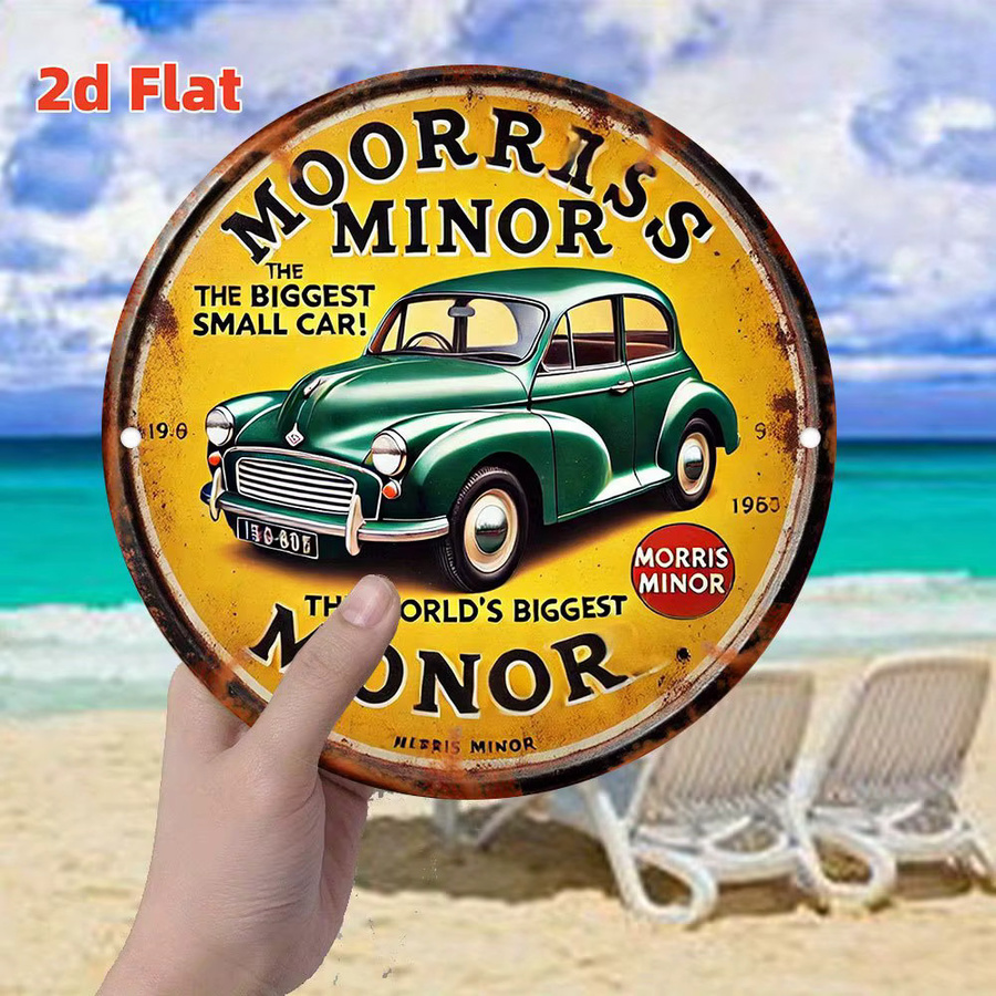 Potdemiel Vintage Morris Minor Car Metallblechschild, Retro Aluminium Wandkunst, Mehrfarbig, B/H: 20,3 x 20,3 cm - Bild 4