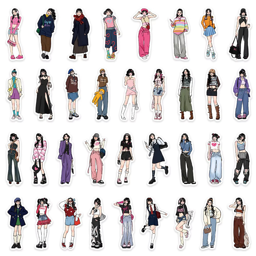 65 Stück Dekorative Aufkleber Vier Jahreszeiten Mode Mädchen für Scrapbooking und Journal BulingBulingStickers Shop Multicolor - Bild 4