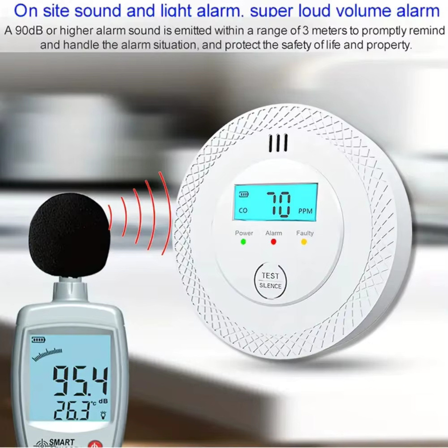 PGST Kohlenmonoxid-Melder CO-Gasleck-Alarm mit Display in Weiß, batteriebetrieben für Zuhause, Küche und Schlafzimmer - Bild 2