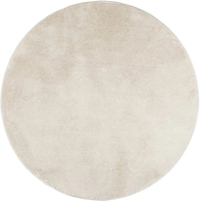 vidaXL Teppich OVIEDO Kurzflor Beige Rund Ø 120 cm - Bild 1