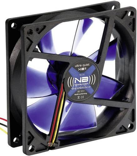 NoiseBlocker BlackSilent XE1 PC-Gehäuse-Lüfter Schwarz und Blau (transparent), B/H/T: 92 x 92 x 25 mm - Bild 1