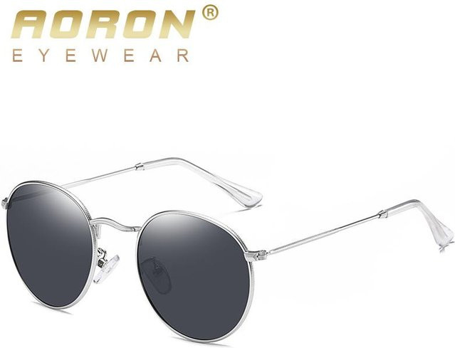 AORON Sonnenbrille, rund, Metall, silber/schwarz, Unisex, polarisiert - Bild 1