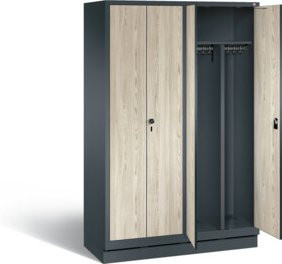 C+P Spind Evolo Schwarz-Weiss mit Front in Sen-Esche und Korpus in Anthrazitgrau, H x B x T: 180 x 119 x 50 cm - Bild 1