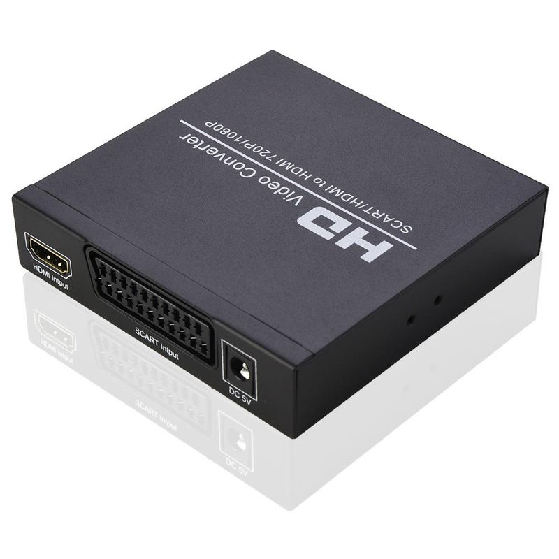 Andoer SCART zu HD Videokonverter in Schwarz mit 720P/1080P-Schalter, PAL/NTSC-Umschaltung und 3,5-mm-Audio-Koaxialausgang - Bild 2
