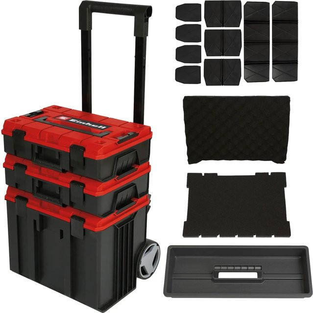Einhell Systemkoffer E-Case Tower, wasserdicht und stapelbar, Schwarz/Rot, B: 40 cm, T: 43 cm, H: 67,5 cm - Bild 2
