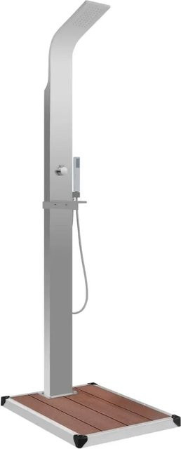 vidaXL Gartendusche aus Edelstahl mit WPC-Bodenelement in Silber und Braun, Höhe: 210 cm, Breite: 44 cm, Tiefe: 15 cm - Bild 1