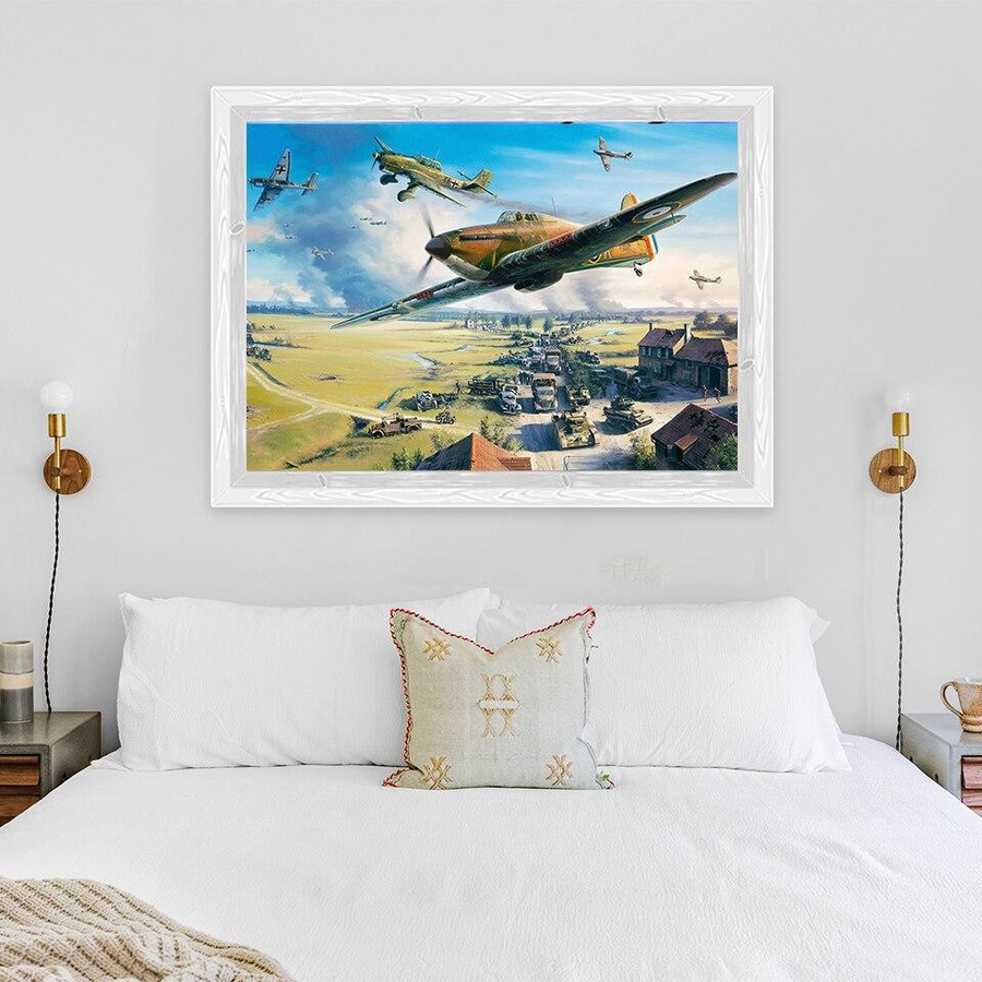 5D DIY Diamantmalerei Flugzeug Kämpfer als Kreuzstich-Stickerei mit Vollrunden Bohrer, B/H: 40 x 50 cm - Bild 2