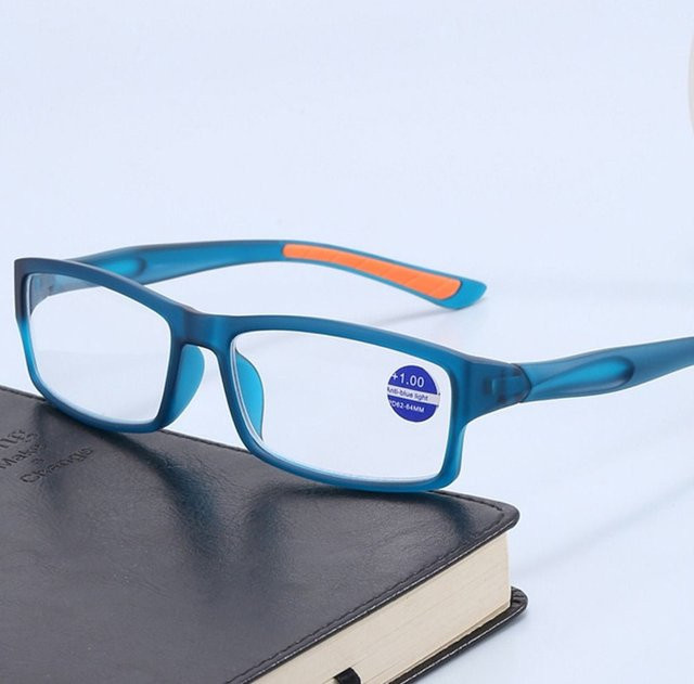 Lesebrille Unisex, Vollrand, rechteckig, blau, Kunststoff - Bild 1