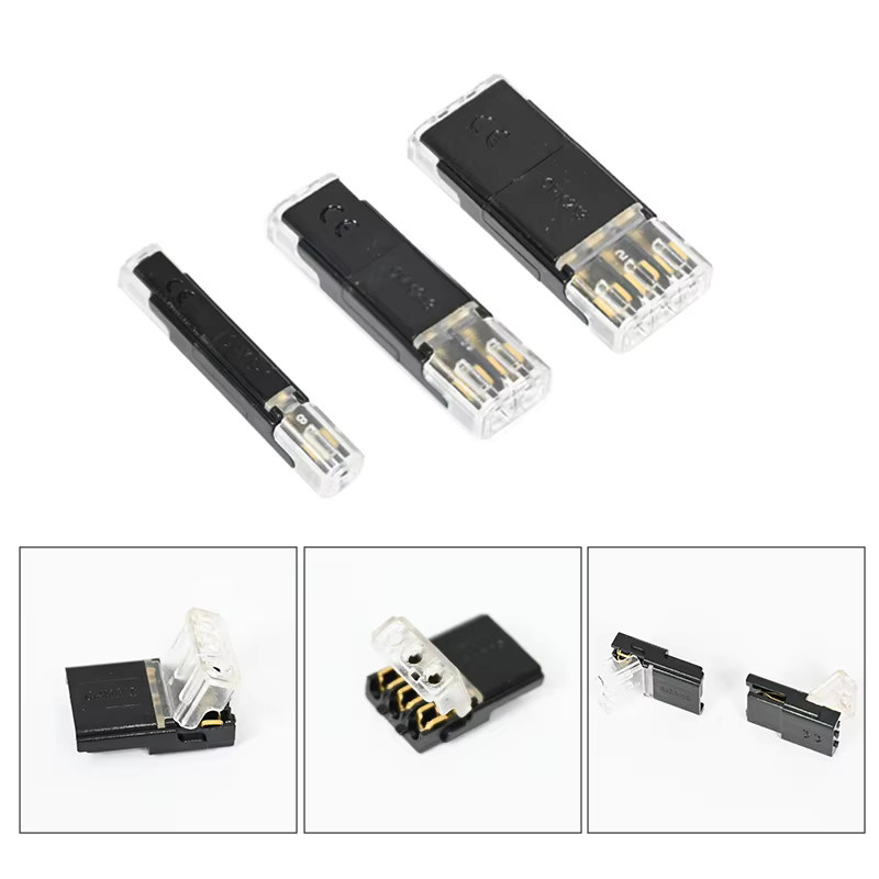 JINH 5er Set Elektrische Push-in Schnellkupplung Streifen Stecker in Schwarz für Automotive LED Draht und Kabelverbindungen - Bild 3