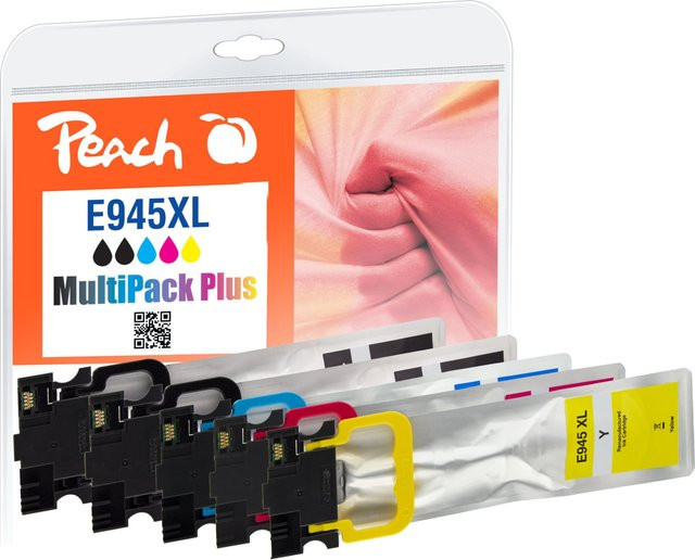 Peach E945 XL Druckerpatronen Set (2x Schwarz, Cyan, Magenta, Gelb) wiederaufbereitet für Epson WorkForce Pro WFC 5710 DWF und Epson No. 945XL T9451 T9452 T9453 T9454 - Bild 1