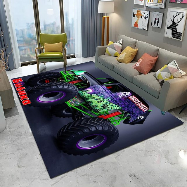 Monster Jam 3D Monster Truck Cartoon Teppich für Kinder, rutschfest und waschbar, B/T: 60 x 40 cm, Multicolor - Bild 1