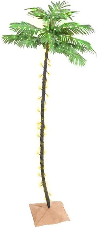 Künstliche Palme von vidaxl in Grün und Braun mit 136 warmweißen LEDs, Höhe: 220 cm - Bild 1