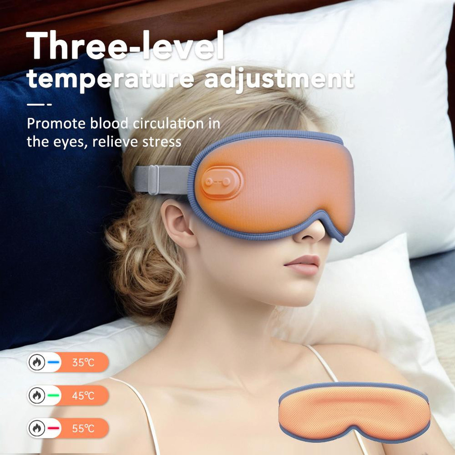 Wiederaufladbare 3D-Wärmetherapie-Augenmaske mit Massagefunktion zur Schlafhilfe und Dampf-Augenpflege in Blau - Bild 2