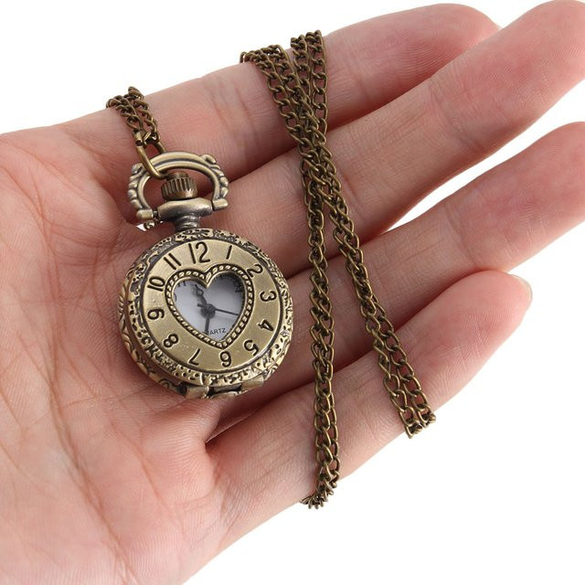 luxfacigoo Taschenuhr, Bronze, Quarzuhr, Halskette Anhänger, Unisex - Bild 1