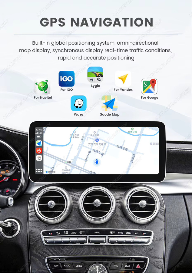 MEKEDE Android Auto und Wireless CarPlay Multimedia-Player mit Linux-System für Mercedes-Benz C-Klasse W204 S204 (2008-2010) NTG 4.0, 10,25 Zoll QLED Display, Schwarz - Bild 3