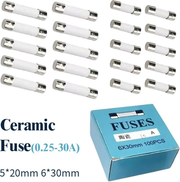 Flinke Keramiksicherung 0,25 A bis 30 A, 250 V, Farbe: Weiß, Maße: 5 x 20 mm und 6 x 30 mm - Bild 1