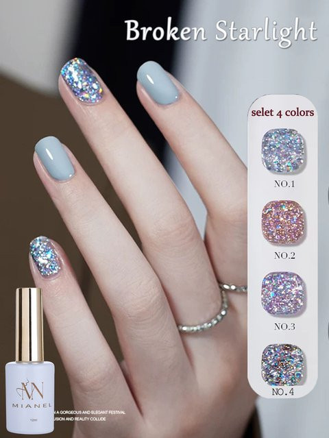 MIANEL Ice Skin Glitter Diamond Gel Nagellack, 12 ml, schimmernd - Bild 1