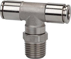 Riegler T-Steckverschraubung drehbar, R 1/4, Schlauchdurchmesser 10 mm, 15 bar, Edelstahl silber - Bild 1