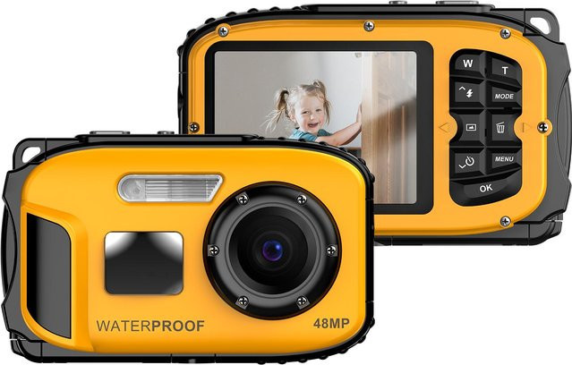 Andoer Action Cam Wasserdichte Digitalkamera mit 48MP und 1080P Video, 2,4-Zoll-IPS-Bildschirm, IP68 Schutz, Gelb - Bild 1