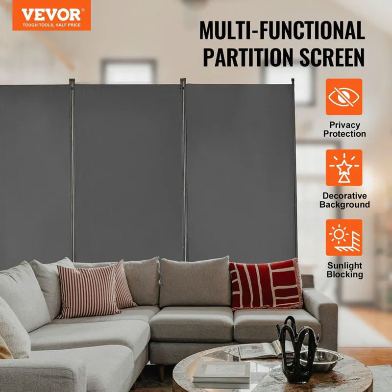 Buying Solutions MB Raumteiler mit 3 Paneelen aus Metall und Textil in Grau, freistehend und minimalistisch - Bild 7