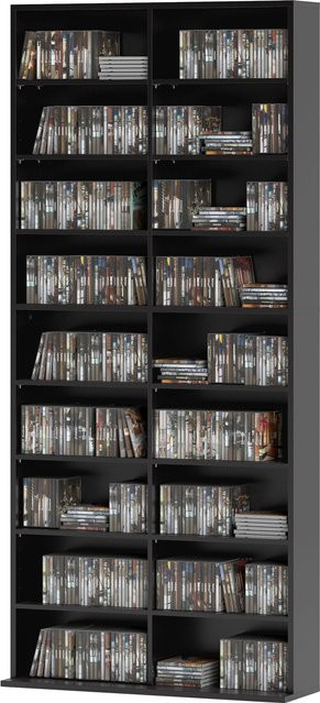 HOMCOM Mobiles CD-Regal in Schwarz mit 18 Fächern für 640 CDs, modernes Design aus MDF, B/T/H: 78,5 x 24 x 175 cm - Bild 1