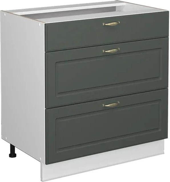 Vicco Küchenunterschrank Fame-Line Landhaus Weiß Grün Gold mit 3 Schubladen Breite: 80 cm - Bild 2