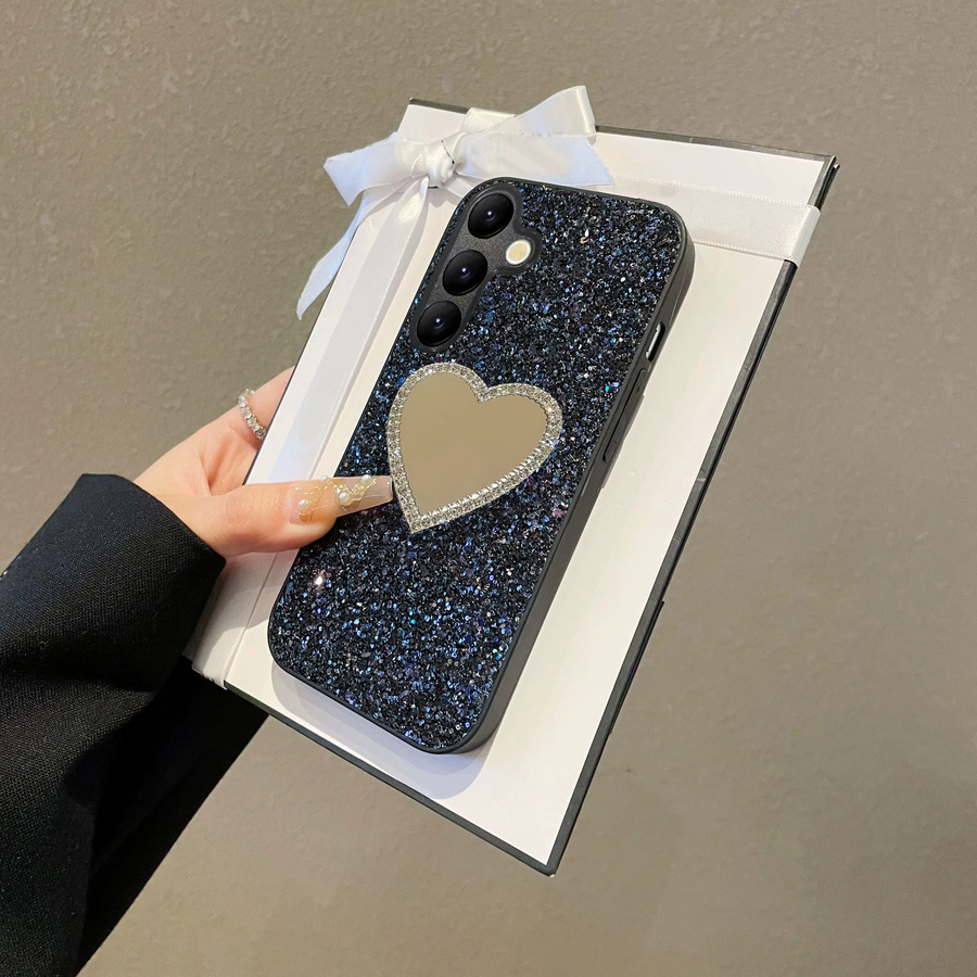 Glänzende Spiegel-Diamant-Strass-Glitzerhülle für Samsung Galaxy A14 A15 A16 A35 A36 A55 S25 S24 S23 Plus FE Ultra in Schwarz - Bild 3