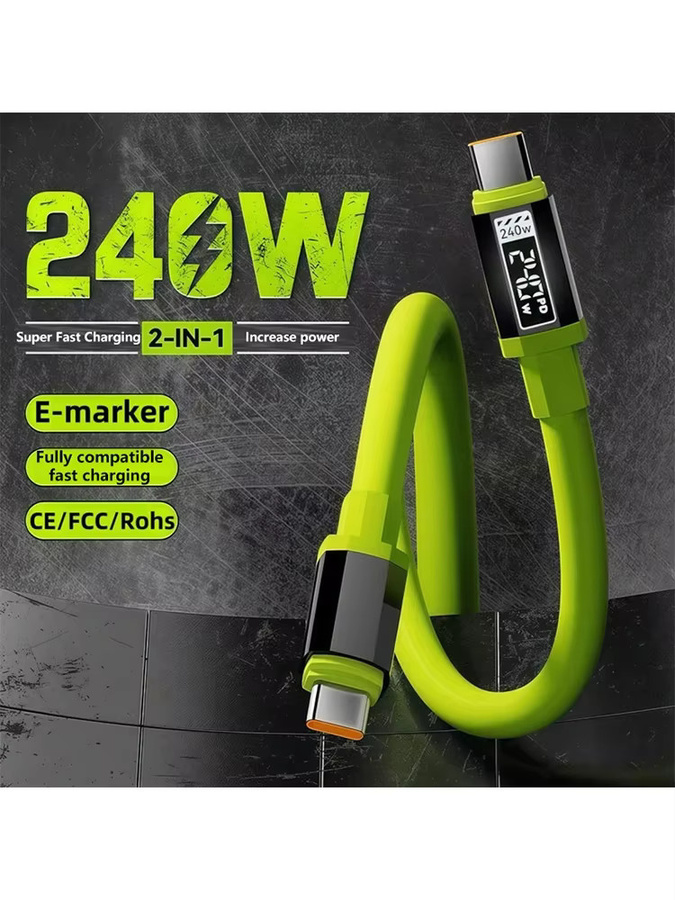 Xiaomi USB-C zu USB-C Schnellladekabel 240W 10A in Grün aus Silikon - Bild 5