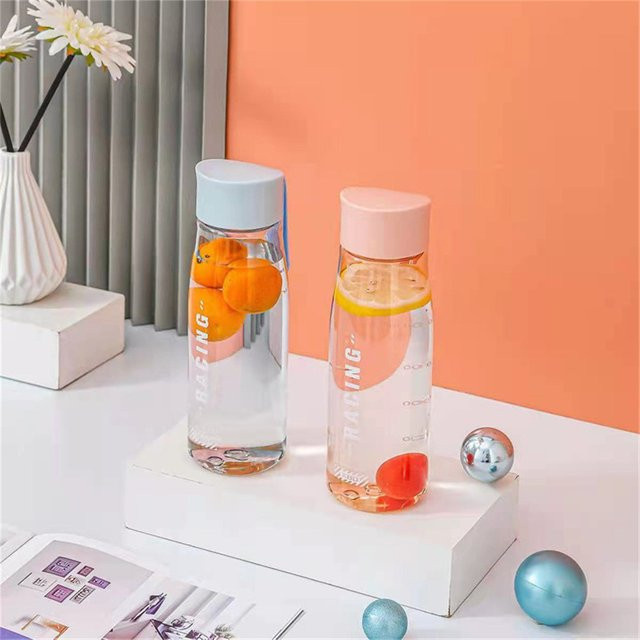 FEB.WIND Tragbare Wasserflasche aus BPA-freiem Kunststoff, 650 ml, Transparent/Pink - Bild 1