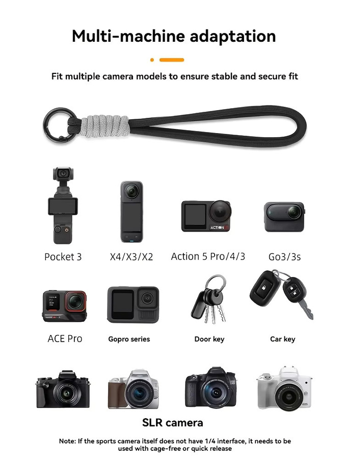 DJI Handschlaufe in Schwarz für Osmo Pocket 3 sowie Insta360 X5 X4 X3 X2 und Action5 Pro 4 3 als komfortables Handstabilisator-Zubehör - Bild 2