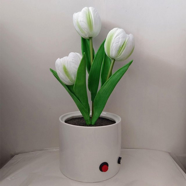 TOMTOP JMS LED Tulpenlampe in Weiß als dekorative Tischlampe und Nachtlicht für den Innenbereich - Bild 1