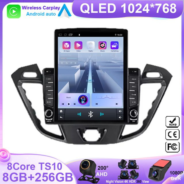 FengShiDa Android Multimedia Radio für Ford Transit Custom 2013-2018 mit 9,7 Zoll QLED Touchscreen, GPS und Wi-Fi, Schwarz - Bild 1