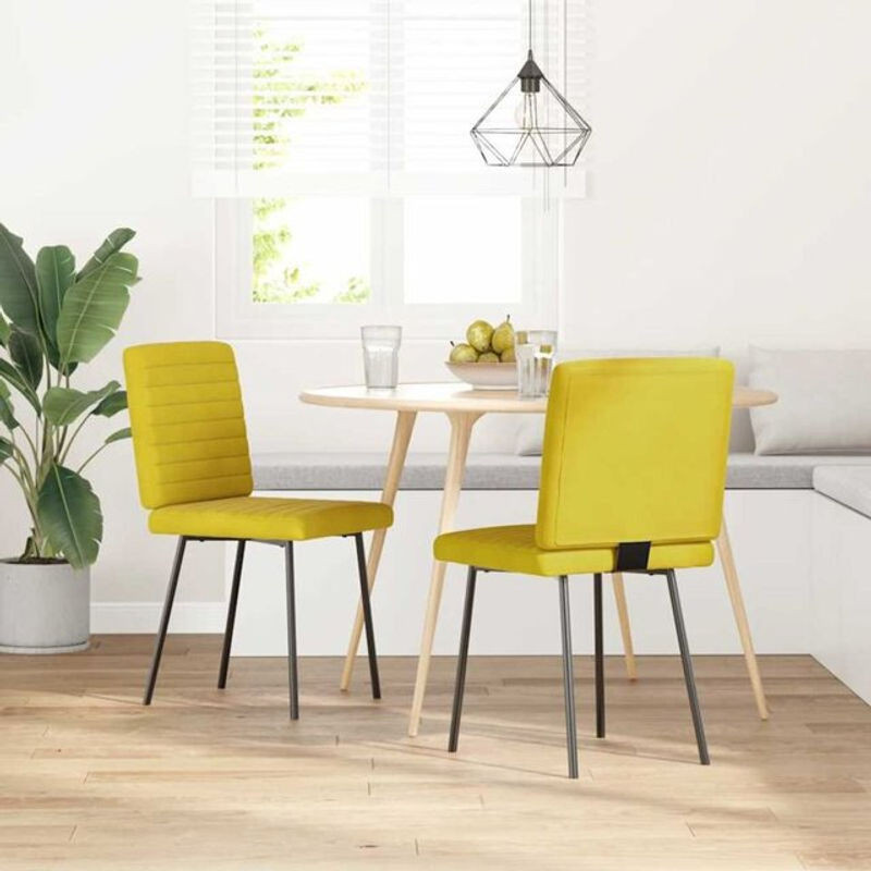 Vidaxl Esszimmerstühle 2er Set aus Samt in Gelb mit Metallgestell und Holzwerkstoff im modernen Design - Bild 1