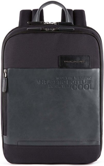 Piquadro Ade Laptoprucksack aus recyceltem Stoff in Schwarz - Bild 1