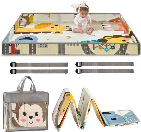VEVOR Baby Spielmatte aus XPE Schaumstoff, faltbare und wasserfeste Krabbelmatte für Babys und Kleinkinder, rutschfest und wendbar, Mehrfarbig, B: 180 cm, T: 150 cm - Bild 1