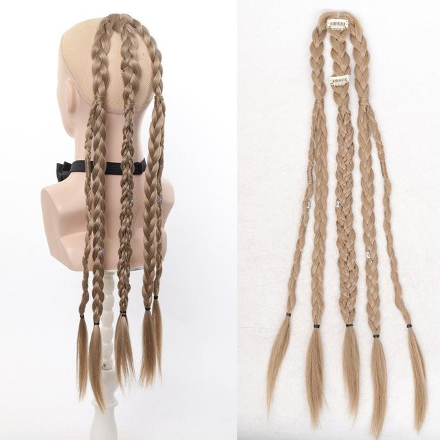 Cmjyrtye Haarverlängerungen Clip In Handgeflochtene Zöpfe, beige, Unisex - Bild 1